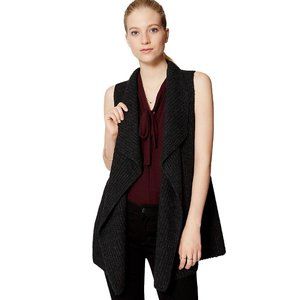 New LOFT Gray Ribbed Sweater Vest XS Open Front